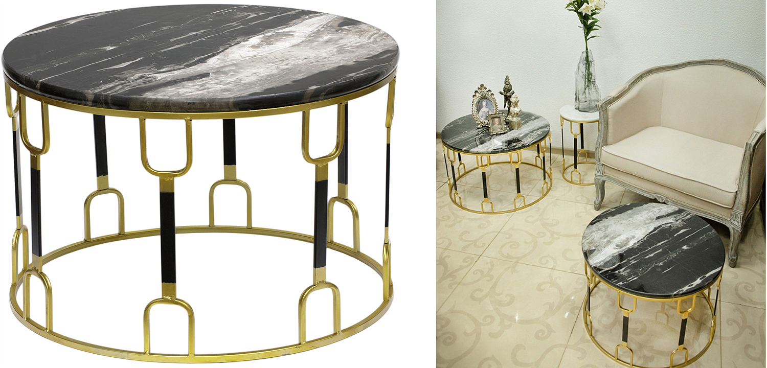 Приставной стол Dorius Side Table black marble Приставной стол Dorius Side Table black marble - Loft-Concept в Твери