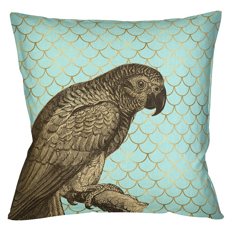 Подушка Safari light blue parrot Бирюзовый Глянцевое золото Подушка Safari light blue parrot Бирюзовый Глянцевое золото в Твери | Loft Concept