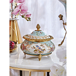 Шкатулка с крышкой из голубого фарфора с риунком птиц и цветов Blue Garden варинант исполнения - 3 | Loft Concept в Твери