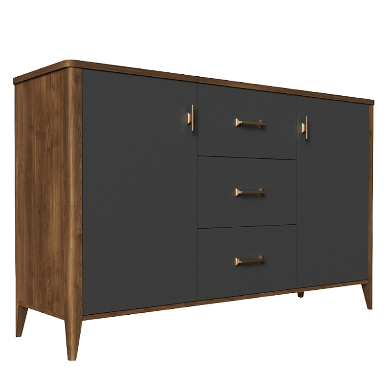 Комод с тремя ящиками и дверцами из массива бука Tasteful Furniture Серый Комод с тремя ящиками и дверцами из массива бука Tasteful Furniture Серый в Твери | Loft Concept