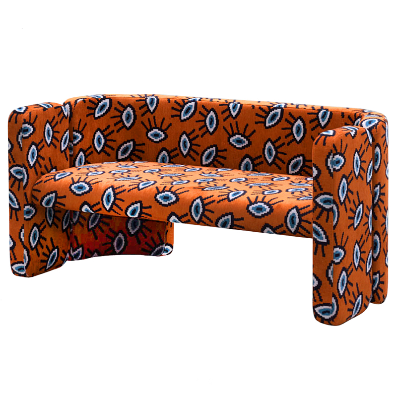 Акцентный Двухместный Диван Leela Оранжевый Орнамент Оранжевый в Твери | Loft Concept 