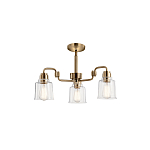 Люстра цвета латунь с 3-мя прозрачными стеклянными плафонами Kichler варинант исполнения - 3 | Loft Concept в Твери