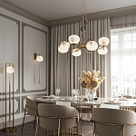 Подвесной светильник с шарообразным плафоном из белого стекла с подвеской из камня и кисточкой Agatelle варинант исполнения - 5 | Loft Concept в Твери