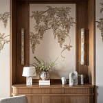 Обои с вышивкой ручной работы Deco Wisteria ﻿Midas colourway on Liso Pearl wool sateen варинант исполнения - 4 | Loft Concept в Твери