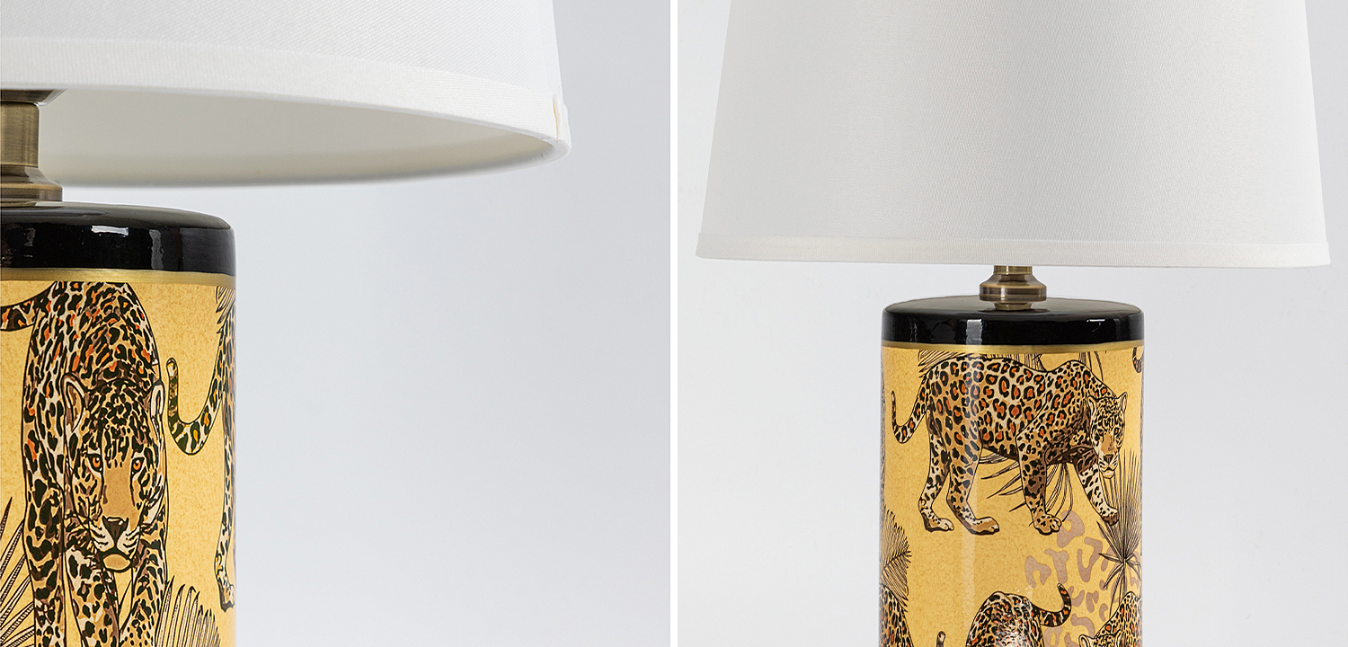 Настольная лампа с абажуром Leopard Lampshade Yellow White Настольная лампа с абажуром Leopard Lampshade Yellow White - Loft-Concept в Твери