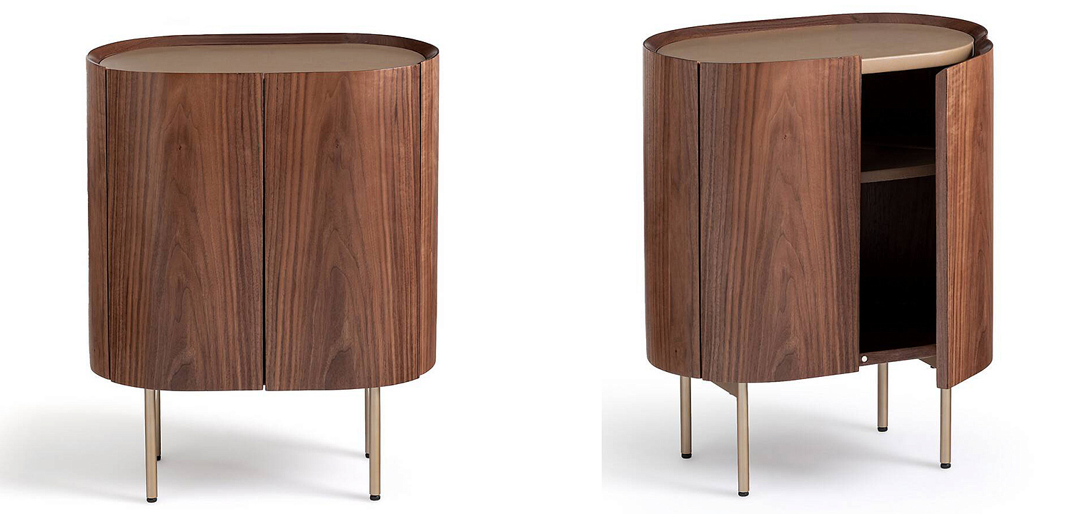 Тумба округлой формы Walnut and Leather массив ореха и столешница из натуральной кожи Тумба округлой формы Walnut and Leather массив ореха и столешница из натуральной кожи - Loft-Concept в Твери