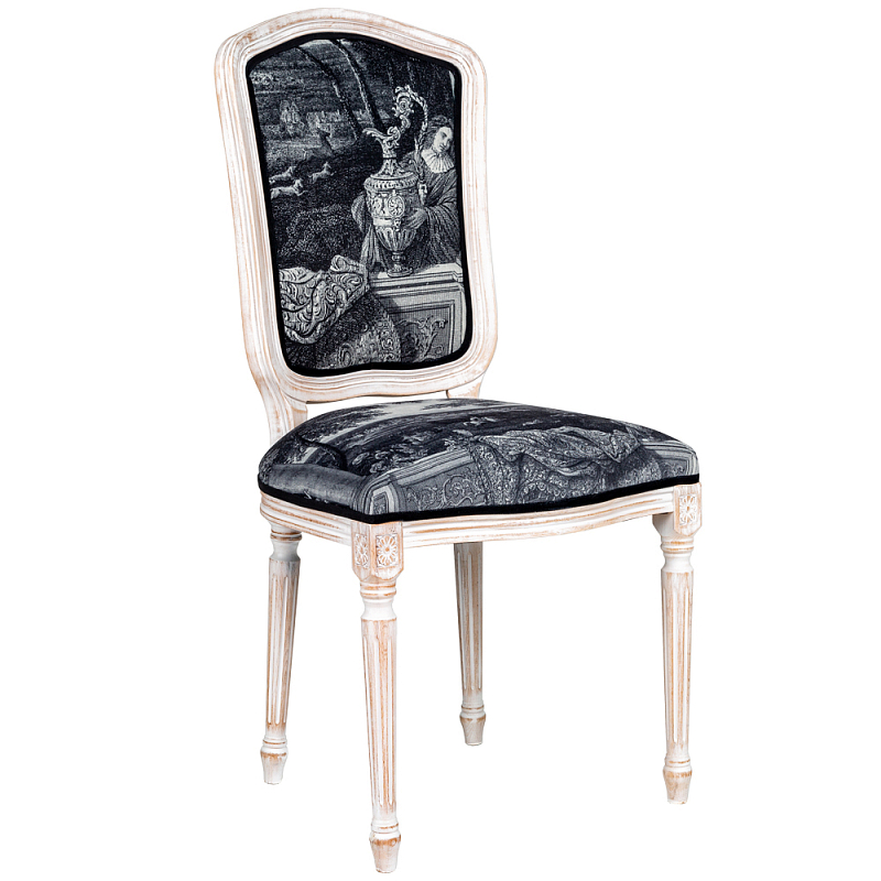 Стул Fontainebleau Stool Черно-белый Белый винтажная патина   в Твери | Loft Concept 