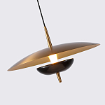 Подвесной светильник с золотым металлическим плафоном округлой формы и декоративным элементом из чёрного мрамора Midnight Grace  варинант исполнения - 2 | Loft Concept в Твери