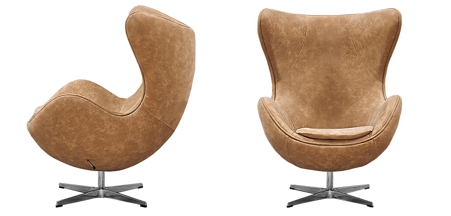 Кресло яйцо Egg Chair коричневая винтажная кожа - Loft-Concept в Твери