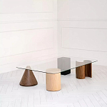 Дизайнерский журнальный стол с прозрачной столешницей и ножками в форме геометрических фигур Pytusin варинант исполнения - 1 | Loft Concept в Твери