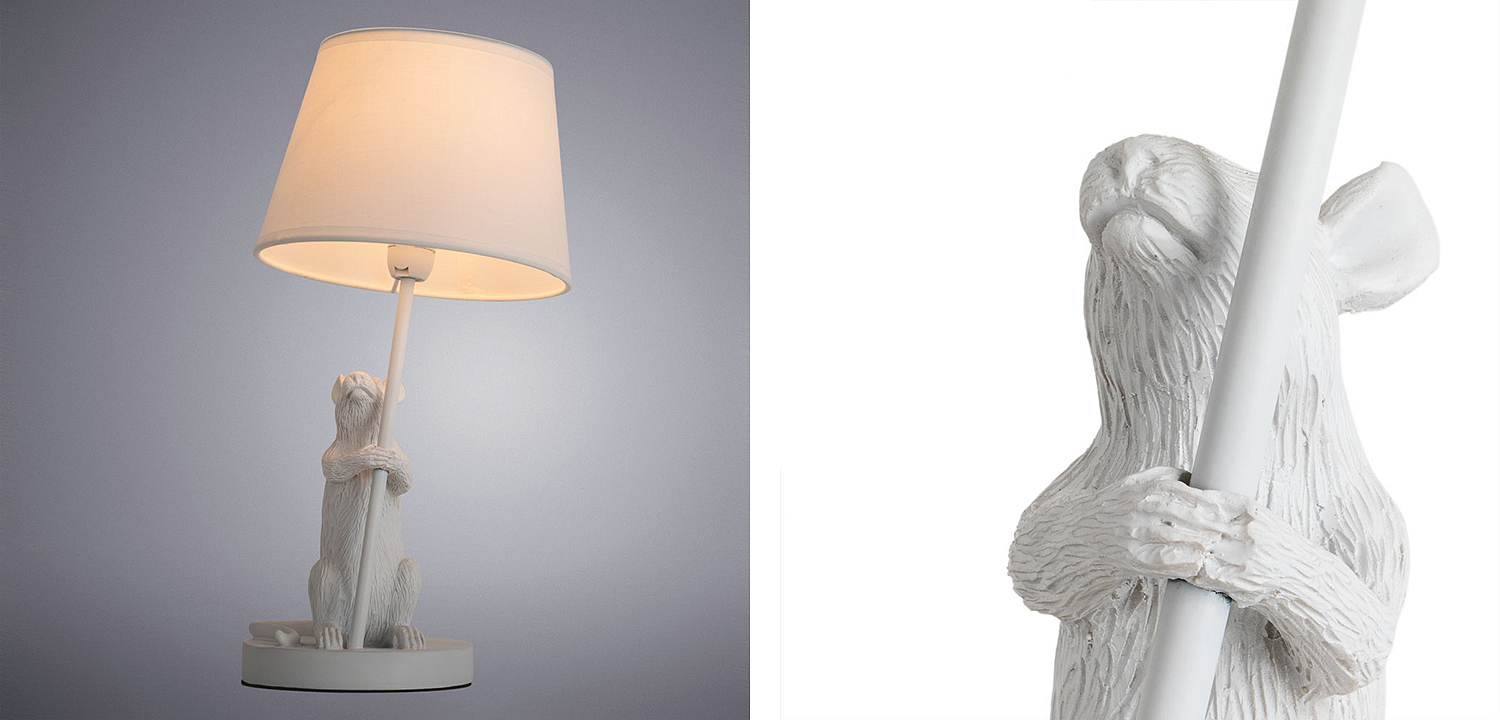Настольная лампа White Mouse holding a lamp Настольная лампа White Mouse holding a lamp - Loft-Concept в Твери