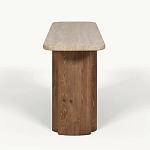 Консоль с овальной столешницей и фактурным деревянным основанием Enzo варинант исполнения - 1 | Loft Concept в Твери