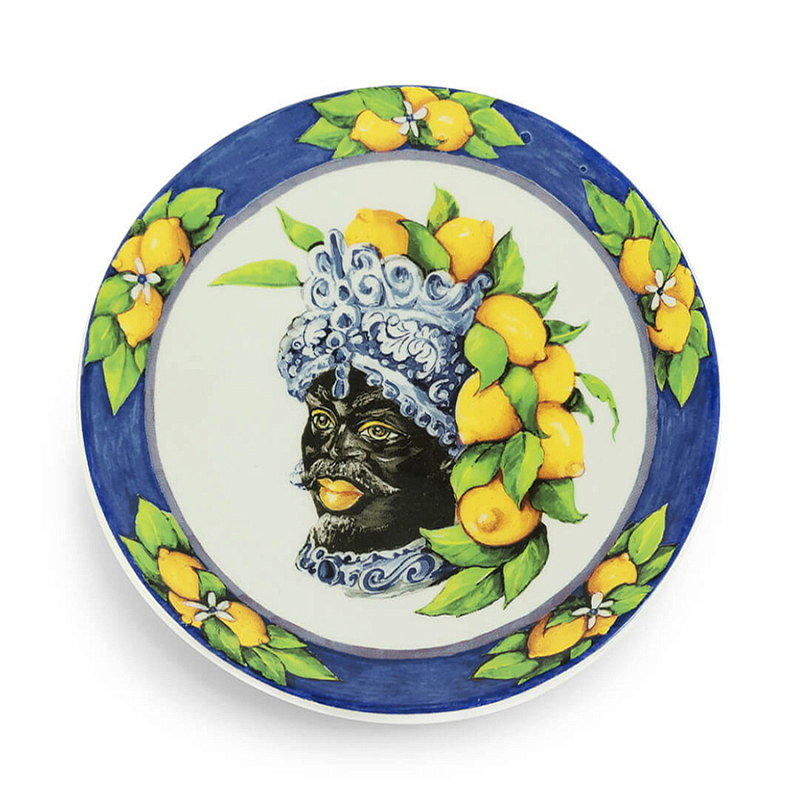 Тарелка Abhika PLATE MORO HEAD SMALL D 15,5 Blue Темно-синий Желтый Тарелка Abhika PLATE MORO HEAD SMALL D 15,5 Blue Темно-синий Желтый в Твери | Loft Concept
