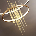 Люстра подвесная с 2-мя круглыми подвесами в черном и золотистом цвете и вертикальными подвесками Ring Horizontal варинант исполнения - 3 | Loft Concept в Твери