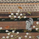 Обои ручная роспись The Art of Learning and Steps for the Flowers by Teo Yang Special Colourway on purple painted Xuan paper варинант исполнения - 2 | Loft Concept в Твери