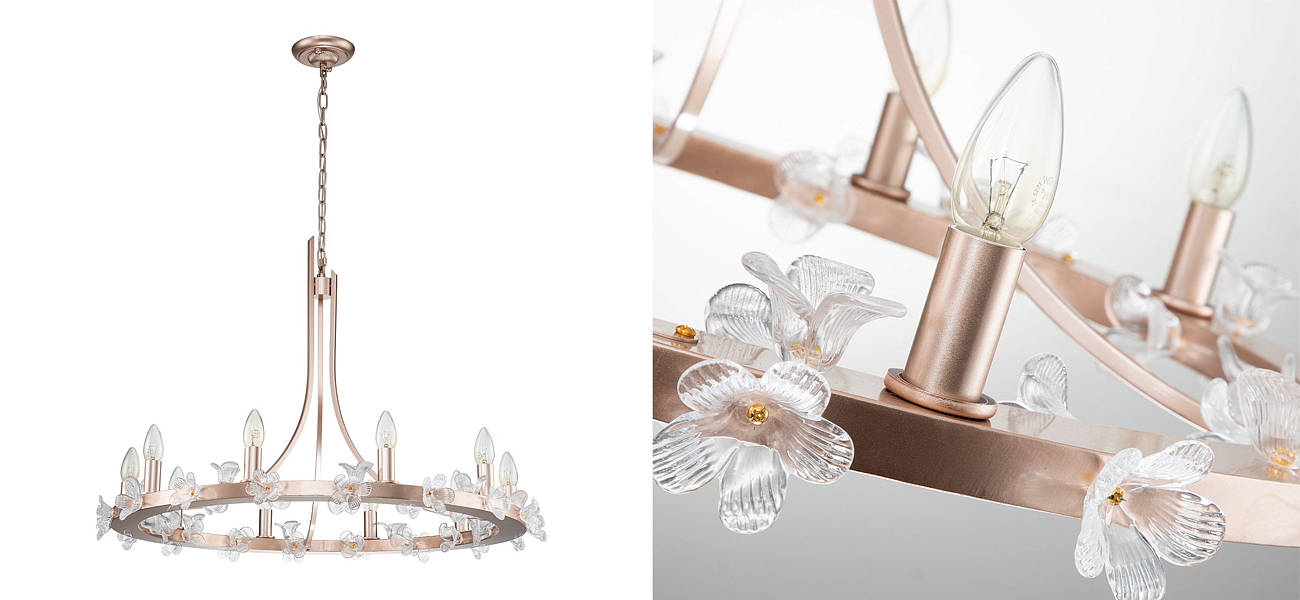 Люстра с декором из стеклянных цветов Myosotis - Loft-Concept в Твери