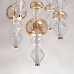 Люстра с плафонами из прозрачного и янтарного стекла в виде шаров и ромбов Gabriel Scott Luna варинант исполнения - 10 | Loft Concept в Твери