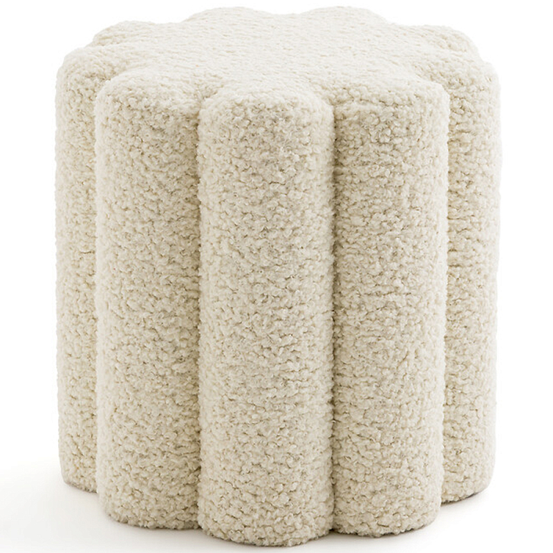 Пуф с обивкой из ткани букле Flo Pouf Кремовый в Твери | Loft Concept 