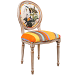 Стул бежевый в разноцветную полоску из натурального бука с изображением птиц и цветов Blooming Birds Colorful Stripes Chair варинант исполнения - 2 | Loft Concept в Твери