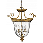 Люстра подвесная цвета латунь с прозрачным стеклянным плафоном и тремя лампами в классическом стиле на цепи Hinkley варинант исполнения - 1 | Loft Concept в Твери
