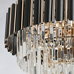 Люстра из черного металла с многоярусными подвесками из прозрачного хрусталя на золотой цепи Empire Black Chandelier Crystal варинант исполнения - 5 | Loft Concept в Твери