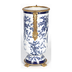 Ваза с бронзовыми ручками и синим цветочным узором Blue & White Ornament варинант исполнения - 3 | Loft Concept в Твери