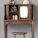 Туалетный стол деревянный с ящиком и зеркалом Moon Walnut Furniture варинант исполнения - 5 | Loft Concept в Твери