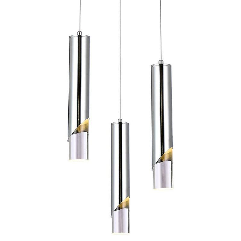 Подвесной светильник Metal Acrylic Tube Trio Chrome Hanging Lamp Прозрачный Хром Подвесной светильник Metal Acrylic Tube Trio Chrome Hanging Lamp Прозрачный Хром в Твери | Loft Concept