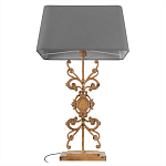 Настольная лампа на ажурном чугунном основании с серым абажуром Openwork Lamp варинант исполнения - 3 | Loft Concept в Твери