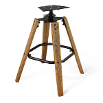 Барный стул со спинкой и металлической подставкой на 4-х деревянных ножках Бежевый Велюр Vendramin Chair варинант исполнения - 9 | Loft Concept в Твери