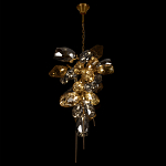 Люстра подвесная вытянутой формы с плафонами из стекла и металла с двумя вертикальными подвесками Gilded Mirage  варинант исполнения - 6 | Loft Concept в Твери