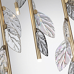 Люстра с золотистыми трубками и прозрачными стеклянными листьями на подвесах Sylva  варинант исполнения - 7 | Loft Concept в Твери
