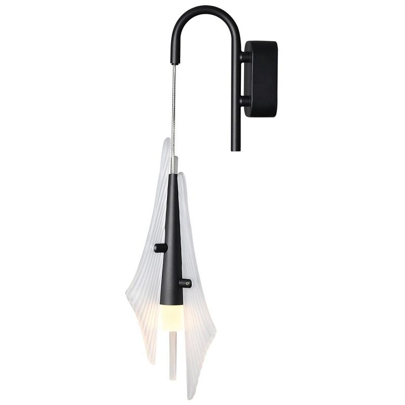 Бра черного цвета с плафоном из рельефного стекла Glass Pod Черный Белый Дымчатый (Smoke) Прозрачное Стекло в Твери | Loft Concept 