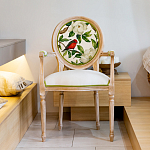 Стул с подлокотниками золотистый из бука с изображением птиц и цветов Blooming Red Birds варинант исполнения - 3 | Loft Concept в Твери