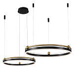Люстра подвесная с двумя кольцами черного и золотого цвета Ring Horizontal варинант исполнения - 2 | Loft Concept в Твери