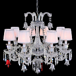 Люстра с 8-ю белыми текстильными абажурами и хрустальными подвесками Lustre Reverie варинант исполнения - 1 | Loft Concept в Твери