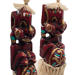 Комплект из 2-х деревянных статуэток Asmat Straw Headdress Statuettes Red Tattoo варинант исполнения - 3 | Loft Concept в Твери