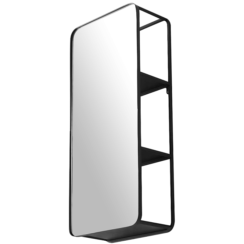 Прямоугольное настенное зеркало с полками Malcolm Industrial Mood Mirror Черный Прямоугольное настенное зеркало с полками Malcolm Industrial Mood Mirror Черный в Твери | Loft Concept