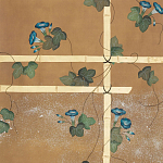 Обои ручная роспись Morning Glory Original colourway on gold metallic silk варинант исполнения - 2 | Loft Concept в Твери