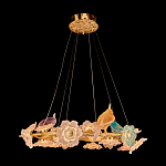 Люстра круглая на золотом каркасе с птичками и цветочным декором Miscellaneous herbs варинант исполнения - 1 | Loft Concept в Твери