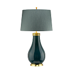 Настольная лампа с коническим дымчато-зелёным абажуром из искусственного шёлка Quintiesse варинант исполнения - 2 | Loft Concept в Твери