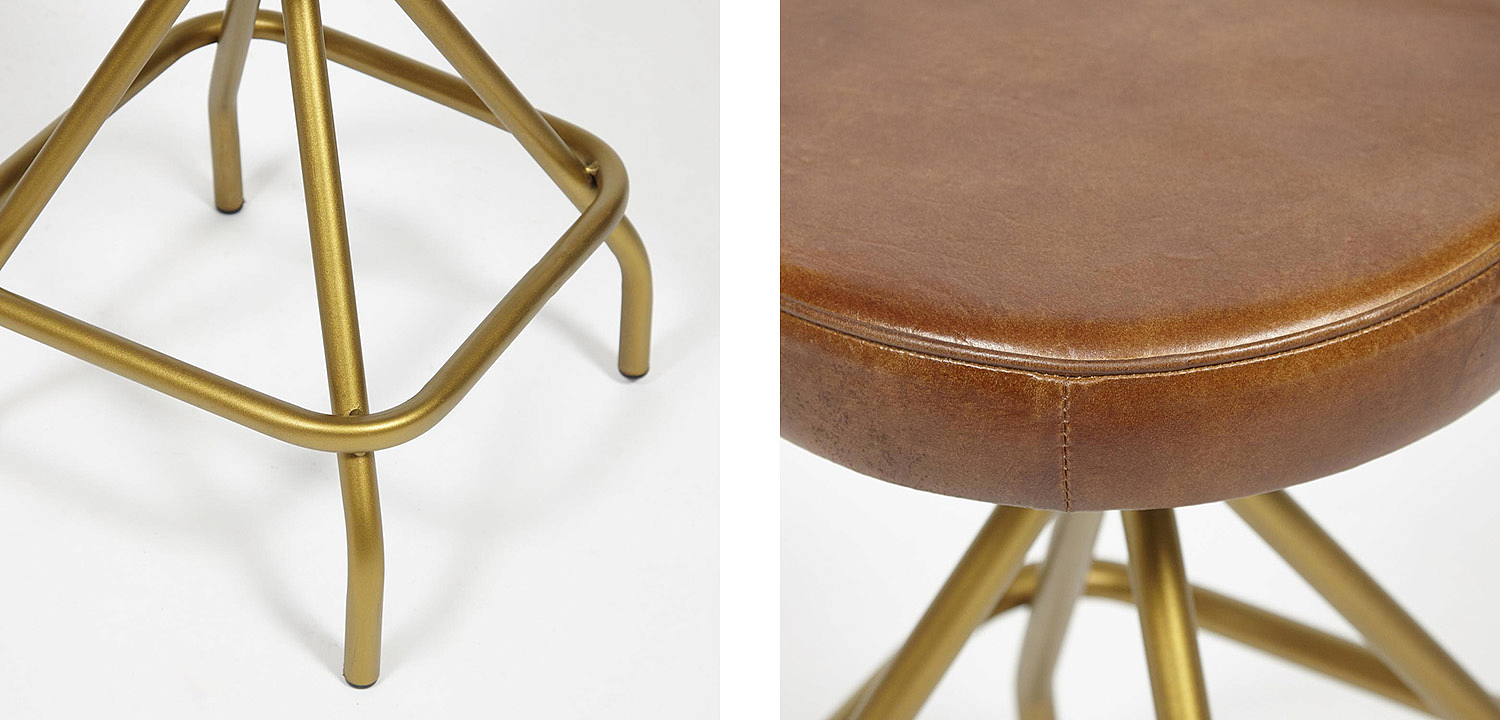 Стул из кожи буйвола Industrial leather stool Стул из кожи буйвола Industrial leather stool - Loft-Concept в Твери