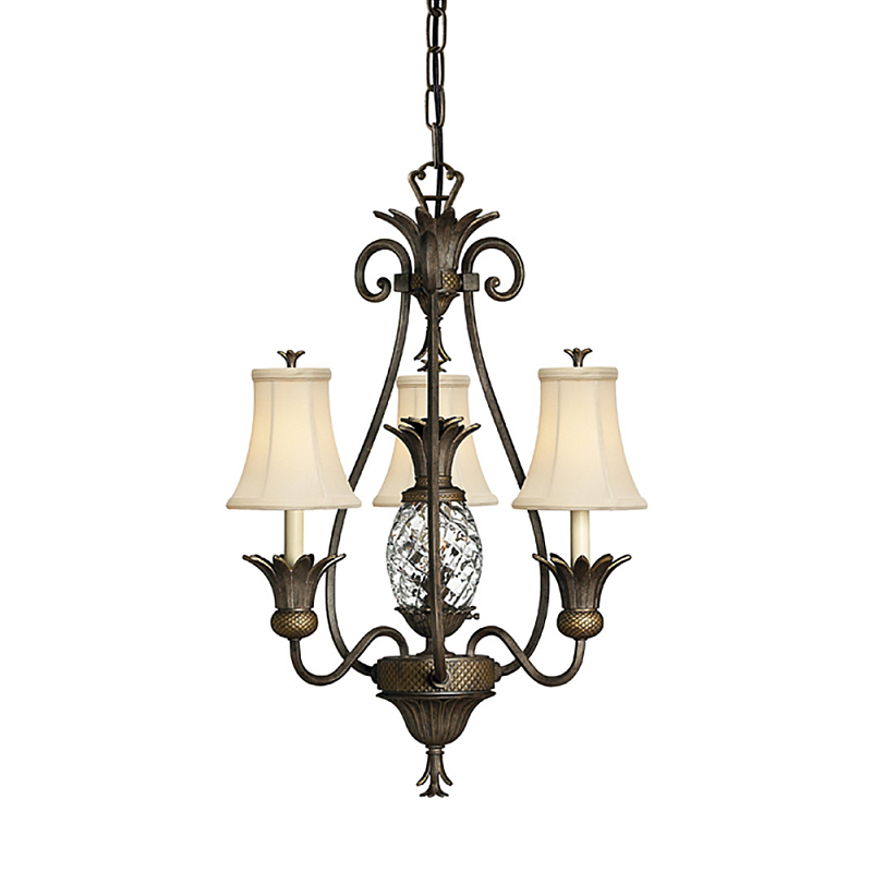 Люстра бронзового цвета с 3-мя кремовыми текстильными абажурами Hinkley Бронза Белый Бежевый в Твери | Loft Concept 