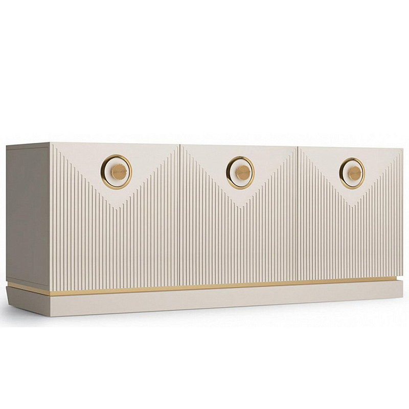 ТВ-тумба с 3-мя фактурными дверцами Satin Furniture Бежево-серый ТВ-тумба с 3-мя фактурными дверцами Satin Furniture Бежево-серый в Твери | Loft Concept