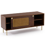 ТВ-тумба из ореха с плетеным декором Eland Wooden Wicker TV Stand варинант исполнения - 2 | Loft Concept в Твери