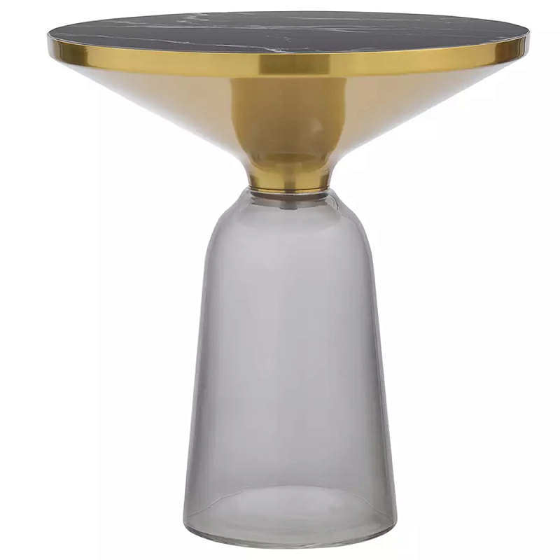 Кофейный столик с круглой стеклянной столешницей с мраморным узором Round Gray Table with Pattern Серый Черный Кофейный столик с круглой стеклянной столешницей с мраморным узором Round Gray Table with Pattern Серый Черный в Твери | Loft Concept