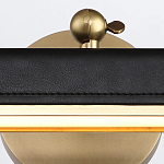 Светильник для картин цвет винтажная латунь с прямоугольным плафоном из кожи черного цвета Alora варинант исполнения - 5 | Loft Concept в Твери