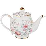 Чайник из фарфора белый с цветочным принтом Flower Porcelain Collection варинант исполнения - 1 | Loft Concept в Твери