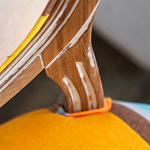 Стул бежевый в разноцветную полоску из натурального бука с изображением птиц и цветов Blooming Birds Colorful Stripes Chair варинант исполнения - 9 | Loft Concept в Твери