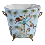 Кашпо из голубого фарфора с бронзовыми элементами Blue Garden варинант исполнения - 1 | Loft Concept в Твери